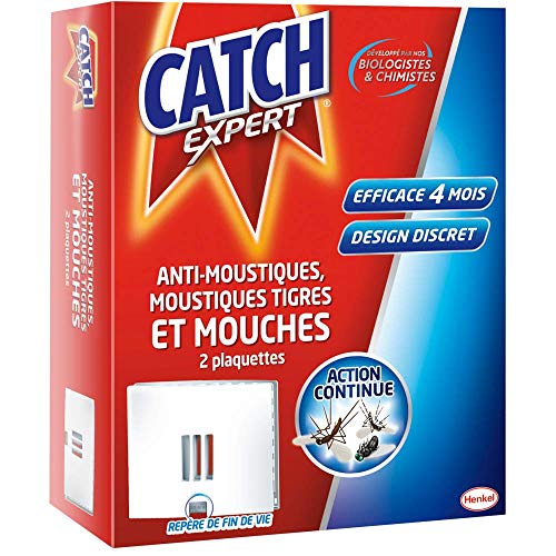 CATCH Plaquettes Insectes Volants - Anti-Moustiques, Moustiques Tigres et Mouches - Deux plaquettes