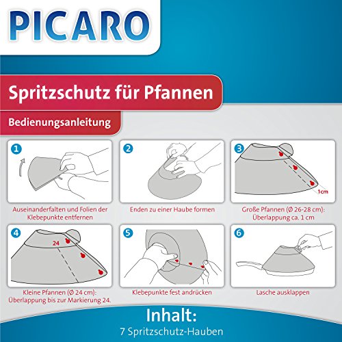 Picaro 19-7951000 Einweg-Spritzschutz für Pfannen, Universalgröße, Papier, weiß, 25 x 22 x 3,5 cm, 7 Stück - 4