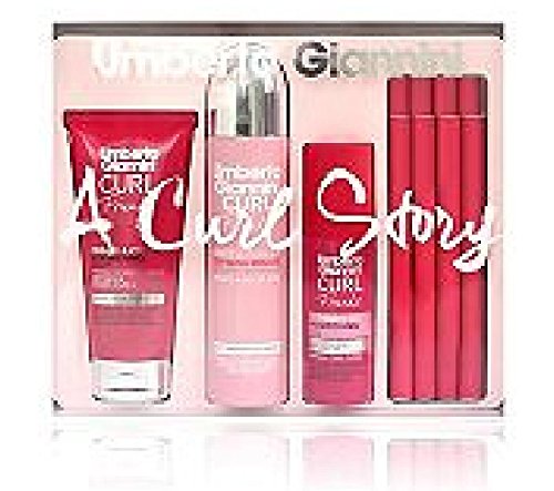 Umberto Giannini A Curl Story Gift Set Full Size Products - Curl Friends Scrunching Jelly, Curl Friends Defining Mousse, Curl Friends Nourishing Oil & Umberto Giannini Bendy Rollers x8