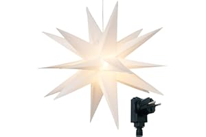 ‎BONETTI Bonetti 3D Leuchtstern inkl. warm-weißer LED Beleuchtung | für Innen und Außen geeignet | hängend | 7,5 m Zuleitung (weiß, ca. 57x44x48 cm)