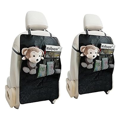 Cherbell [Lot de 2] Protege Siege Voiture Bontec Organisateur de Voiture Protege Siege Voiture Noir Compatible Tout Types de Véhicules, Imperméable et Durable