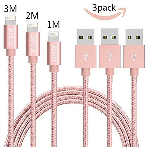 iPhone Ladekabel,ViiVor 3Pack 1M 2M 3M Nylon iphone Lightning Kabel USB Kabel für Apple iPhone 7/7Plus/5/iPhone6/iPhone SE/6/6Plus/6s/6s Plus/5/5 /5s,iPad Pro Air Air 2 mini2 mini3 4th Gen, iPod Nano 7th Gen (3PACK 1M 2M 3M)
