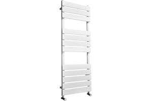 Warmehaus Designer Minimalist Bathroom Flat Panel Heated Towel Rail Radiator Ladder Rad 1200 x 450 mm - White