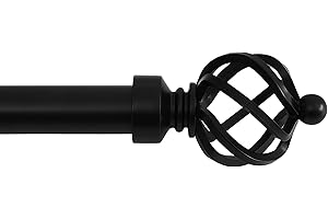 NICETOWN Barra de Cortina 2,54 cm de Diámetro Decoración Hogar Resistente Universal Ventana con Remates Retorcido Extensible de 182 a 365cm, Color Negro Mate
