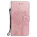 Produktbild HUAWEI Honor8 hülle PU Lederhülle Brieftasche Tasche Hüllen Prägung Baum und Katzen Flip Hülle im Bookstyle Cover Schale Ständer Etui Karten Slot mit Magnetverschluss Schutzhülle DECHYI case cover Roségold