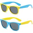 Kids Polarized Sunglasses with Rubber Flexible Frame for Boys Girls Age 3-10,2 Pieces