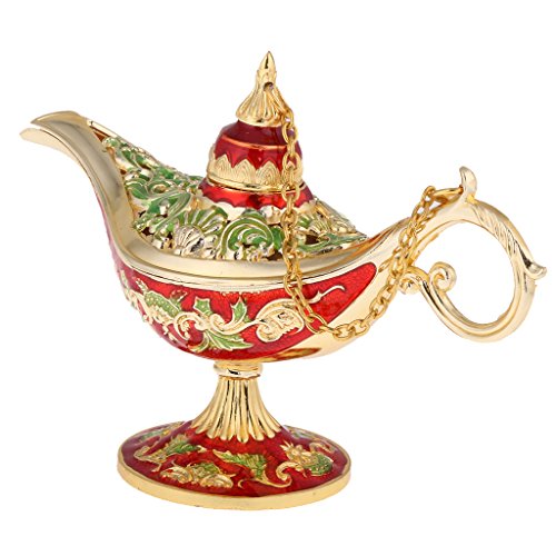 MagiDeal Wunderlampe aus der Aladdin Legende, Öllampe Sammlerstück, Gold & Mehrfabig - 8