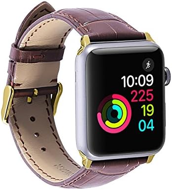 Apple Watch Alligator Grain Strap Genuine Calf Leather 42MM Band for iWatch Series 1 2 3 Replacement apple watchband Sport and Edition Watchband Stainless Metal Clasp Black for Mens Womens