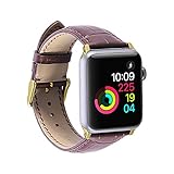 New Find Apple Watch Alligator Grain Strap Echtes Kalbsleder 42MM Band für iWatch Series 1 2 3 Ersatz Apple Watchband Sport und Edition Armband Edelstahl Metallverschluss Schwarz für Herren Damen