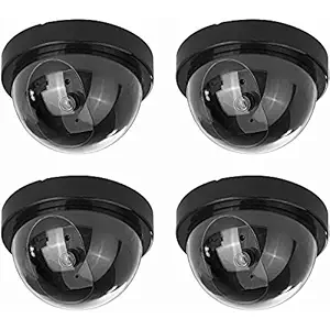 Divinext Dummy CCTV Dome Camera with Blinking Red LED Light for Home or Office Security 117 X 75 MM , Black (Pack of 4)