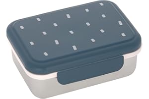 LÄSSIG Fiambrera para niños de acero inoxidable Fiambrera para el desayuno sostenible para el jardín de infancia/Lunchbox Happy prints midnight blue