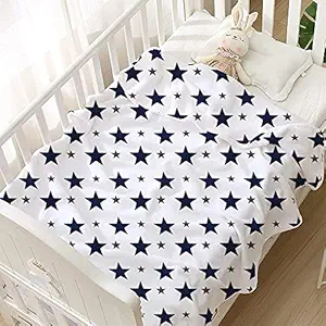 Baby Blanket 100% Muslin Cotton 4 Layer Baby Blanket for Newborn to 5 Years, Soft Dream Blanket, Muslin Baby Blankets for Girls & Boys, Lightweight Newborn Nursery & Crib Blanket, Baby Shower Gift_Navy Star Print