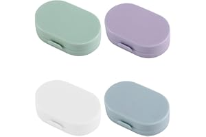 Yeesabella 4 PCS Contact Lens Cases with Mirror Outdoor Mini Contact Lens Case Portable Travel Contact Lens Container Box with Soak Storage Box, Tweezers and Wearing Stick, 4 Color Random