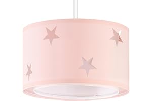 Weewooday 2 Tier Pink and White Lampshades Modern Cut Out Star Design Light Shade Ceiling for Table Pendant Lights, Bedroom Decor, Ceiling Lamp Shades for Living Rooms, Hallways, Diameter 25cm