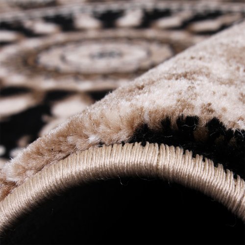 Teppich Klassisch Gemustert Kreis Ornamente in Braun Beige Schwarz Meliert, Grösse:160×230 cm - 4