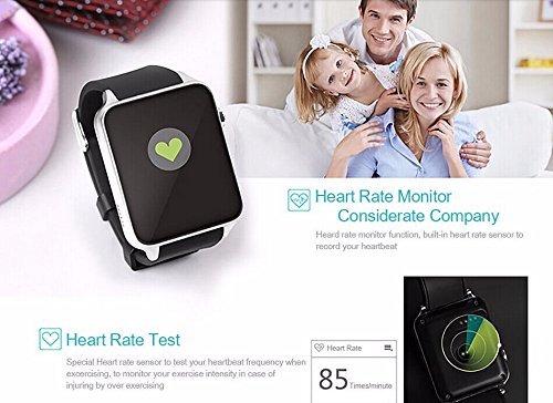Smartwatch Yarrashop Phone Uhr mit Herzfrequenzmonitor Bluetooth Uhr Support SIM Watch Phone for Android Samsung Galaxy S3/S4/S5/Note2/Note3/Note4 HTC Sony LG Xiaomi Huawei ZUK and iPhone 5/5C/5S/6/6S Silber - 6