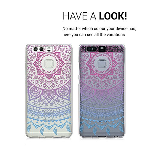 kwmobile Funda para Huawei P9 - Carcasa de  TPU  para m  vil y dise  o de Sol hind   en  Azul Rosa Fucsia Transparente 