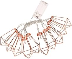 MagiDeal 10LED Rose Golden Metal Diamond Shape Fairy String Lights Wedding Party Christmas Indoor Outdoor Decor Battery...