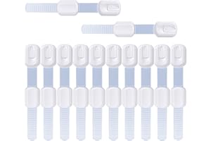 Kindersicherung für Schrank und Schubladen, Schubladensicherung Lookka 3M-Kleber mit verstellbaren Riemenverschlüssen für kindersichere Küchenschr änke, Schubladen, Geräte und Backofen (12 Stück)