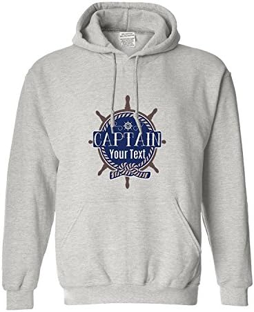 Custom Boating Gifts Captain Your Name Personalized Nautical Gift Men's Hoodie(Large,Light Grey)