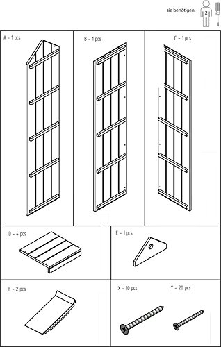 dobar Hoher Gartenschrank aus Holz, Garten-Gerätehaus, natur, 46 x 44 x 175 cm, 56000e - 6