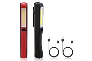 Flintronic Lampe de Travail, Rechargeable COB Baladeuse LED Ultra Lumineuse avec Clip Magnétique, Lampe de poche 3W USB, Camping Lampe,Lampe d'inspection pour Garage, Camping, d'Urgence, etc