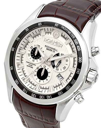 Roamer Men's Quartz Watch with Silver Dial Chronograph Display and Silver Leather Strap 220837 41 15 02