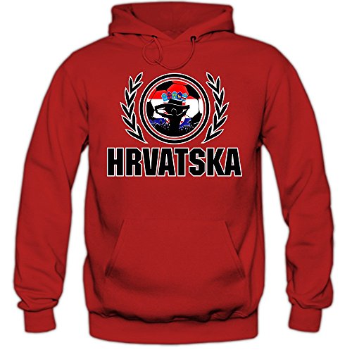 Kroatien EM 2016 #2 Hoody | Fußball | Herren | HRVATSKA | Kockasti | Trikot | Nationalmannschaft, Farbe:Rot (Red F421);Größe:XL
