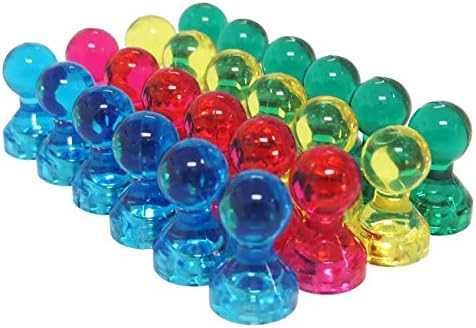 24 totalElement Assorted Colors Small Magnetic Push Pins - High Grade Neodymium Fridge Magnets