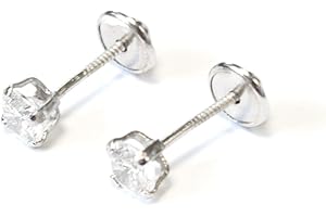 MONDE PETIT Mondepetit AG-1711/4 - Pendientes de bebe/niña plata de Garra con circonita 4 mm - Estuche Regalo