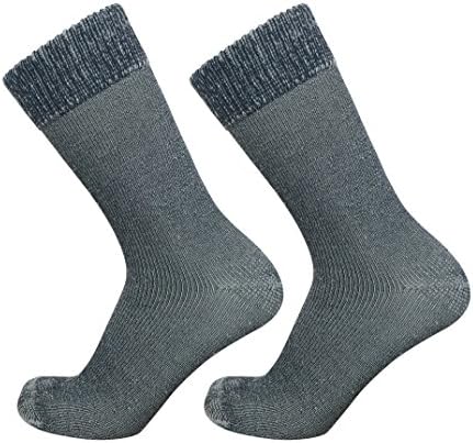 Well Knitting 2 Pairs Mens Heavy Duty Merino Wool Blend Outdoor Working Hiking Socks (6-10)