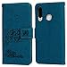Produktbild iAdvantec Hülle für Huawei P30 Lite Ledertasche, Premium-strukturierte PU Ledertasche Liebes-Eule Geprägtes Design Brieftasche Slip mit Kartenhalter und Kickstand-Funktion Tasche - Blau