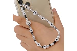 ISAKEN Smiley Face Perlen Telefon Charm Strap Mobile Phone Beads Lanyard Beads Lanyard łańcuszek na nadgarstek, łańcuszek na telefon komórkowy, łańcuszek na nadgarstek, łańcuszek na telefon komórkowy, łańcuszek na nadgarstek, bransoletka, charms, pasek ze sznurkiem, smycz dla kobiet