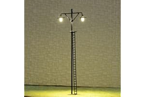 COOKIBLEND Lot de 4 lampadaires LED à l'échelle HO, modèle de lampadaire de chemin de fer, station de rue pour petits paysages de jardin, accessoires (A)