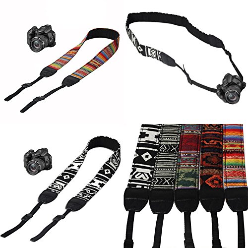 Sangles pour Appareils Photo Camera cou Bandouli  re pour Nikon Canon Panasonic Sony DSLR  Couleurs au Hasard 