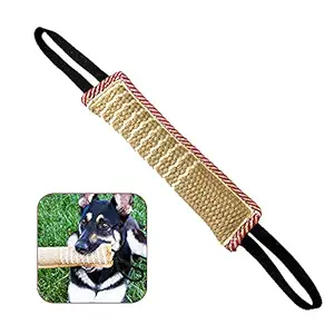 Dog Tug Toy, Dog Bite Jute Pillow Pull Toy with 2 Rope Handles, Fits for Tug of War, Puppy Training Interactive Play, Interactive Toys for Medium to Large Dogs