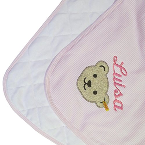 Babydecke mit Ihrem Wunsch Namen bestickt rosa Steiff Collection 6650 fein gestreift 90 cm x 60 cm - 2