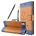 Produktbild Schutzhülle für Sony Xperia XA1, Fraelc Premium Kunstleder Wallet Hüllen Ultraslim Bookstyle Klapphülle Handyhülle mit Kartenfächer und Standfunktion für Sony Xperia XA1 mit Rose Blumen Design Backcover im Braun
