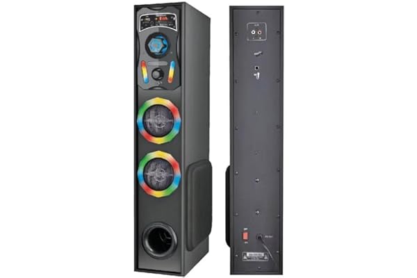 Nutts Tower Speaker with Bluetooth 5.0 LED Lights Dual Speakers Black