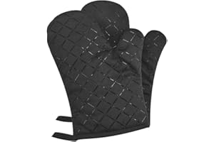 VOARGE Premium Anti-Rutsch Ofenhandschuhe 1 Paar bis zu 240 °C, Silikon Extrem Hitzebeständige Grillhandschuhe Handschuhe Backofen Handschuhe, zum Kochen, Backen, Barbecue Isolation (Schwarz)