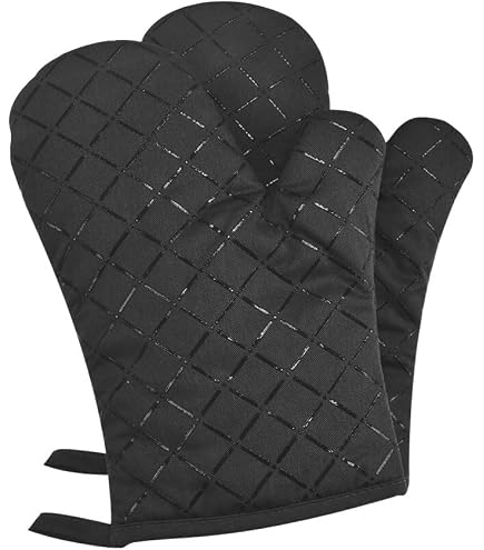 FMprofessional Koch-/Backhandschuhe, hochwertige Ofenhandschuhe aus hitzeresistentem Rindsleder, Topfhandschuhe zum Backen, Kochen und Grillen (Farbe: Grau), Menge: 2 Stück Küche, Haushalt & Wohnen