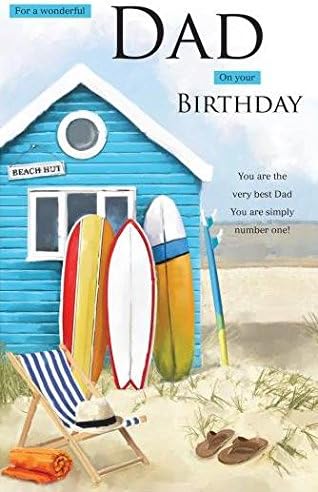 Greetings Card (ICG4702) - Dad Birthday - Beach Hut - from The Essence Range - Embossed Finish.