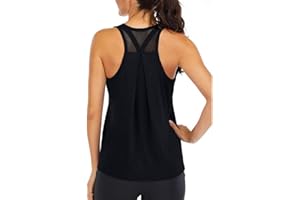 Superora Workout Tops Loose fit Racerback Tank Tops for Women Mesh Backless Tank Running Tank Tops