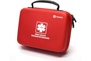 VITALKIT Trousse de Premiers Soins 201 Pièces – Kit de Premiers Secours Compact et Complet, Idéal pour Maison, Travail, Voiture, Camping, Randonnée et Urgences
