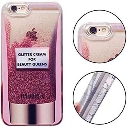 iPhone 6S Case, MingKun Transparent TPU Glitter Sparkle Case Cover for iPhone 6S 6 Cover Bling Dynamic Liquid Flowing Creative Perfume Silicone Skin Shell - Pink Perfume Bottle