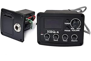 Alnicov Guitare HEQ-4 4 bandes égaliseur égaliseur préampli amplificateur accordeur chromatique micro piézo pour guitares acoustiques noir