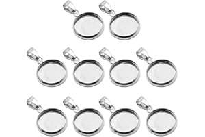 Milisten 20pcs Pendant Trays Kit Round Bezel Blanks Trays Pendant Cabochon Settings for DIY Crafting Photo Jewelry Making Silver 20mm