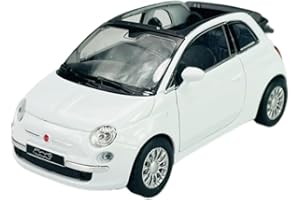 DROMADER Welly Fiat 500C Cabrio Blanco a partir de 2009 1/34-1/39 Modelo de metal para coche Die Cast nuevo en caja
