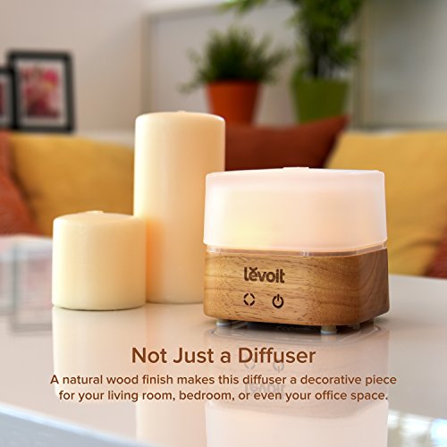 Levoit Aroma Diffuser Holzmaserung Ultraschall Luftbefeuchter mit 7 Farben-LED, Touch-Tasten-Steuerung, Duftzerstäuber Humidifier für Salon Spa Yoga Schlafzimmer Konferenzraum Büro Toilette Baby-Zimmer, 120ml, Weiß. - 5