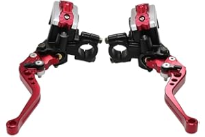 ZSDTRP Universal Motorrad 22 mm CNC Hydraulische Bremse Kupplungshebel Master Doppelpumpe mit Warnschalter Spiegelhalter für Roller Motorrad Mped ATV UTV Go Kart (rot)
